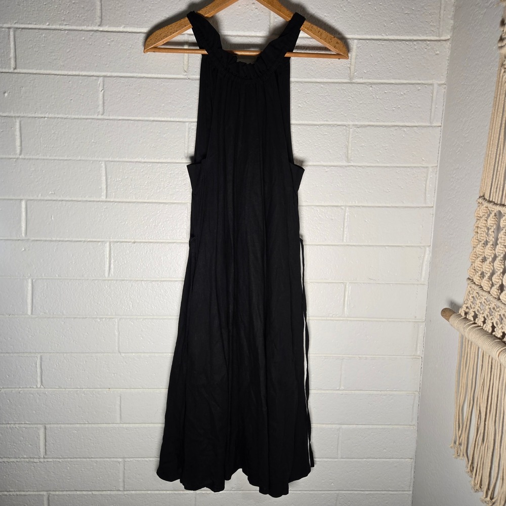 Banana Republic Linen Blend‎ Dress High Neck Medium Ruffle Midi Resort Vacation